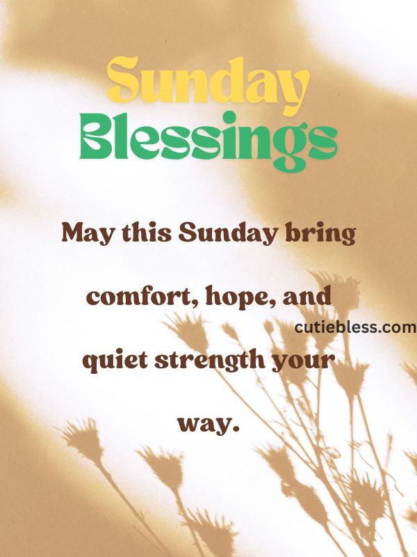 Encouraging quote wishing comfort, hope, and quiet strength this Sunday.