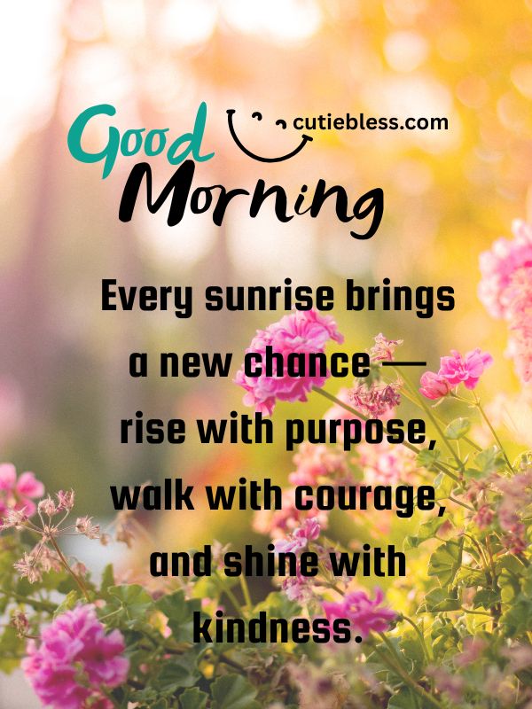 Inspirational blessing to rise with purpose and kindness at sunrise.
