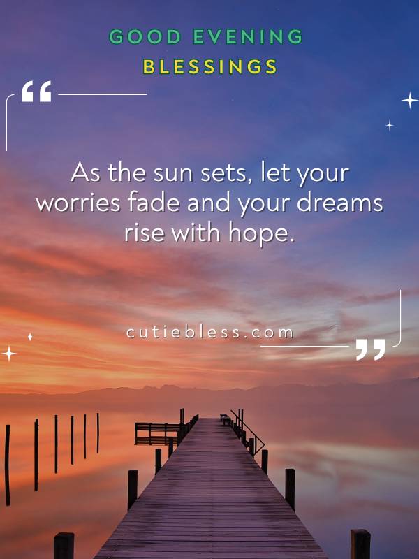 Inspiring Good Evening Quote with Sunset Scene