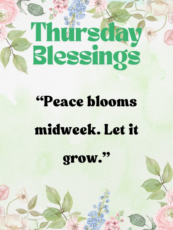 Fun Thursday blessing  Snoopy-style quote with cheerful dancing vibes and floral border.