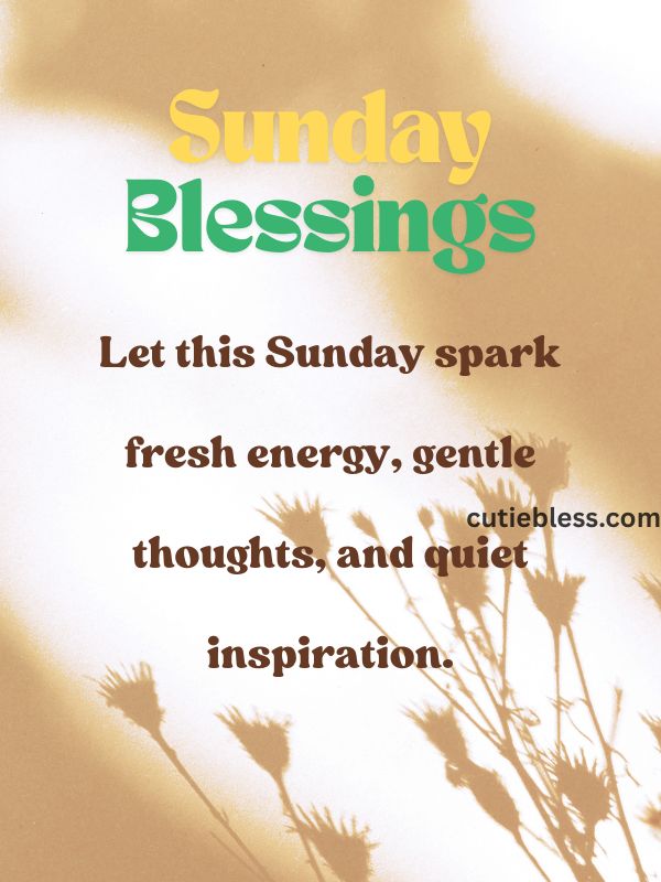 Sunday Blessings message about fresh energy, gentle thoughts, and quiet inspiration.