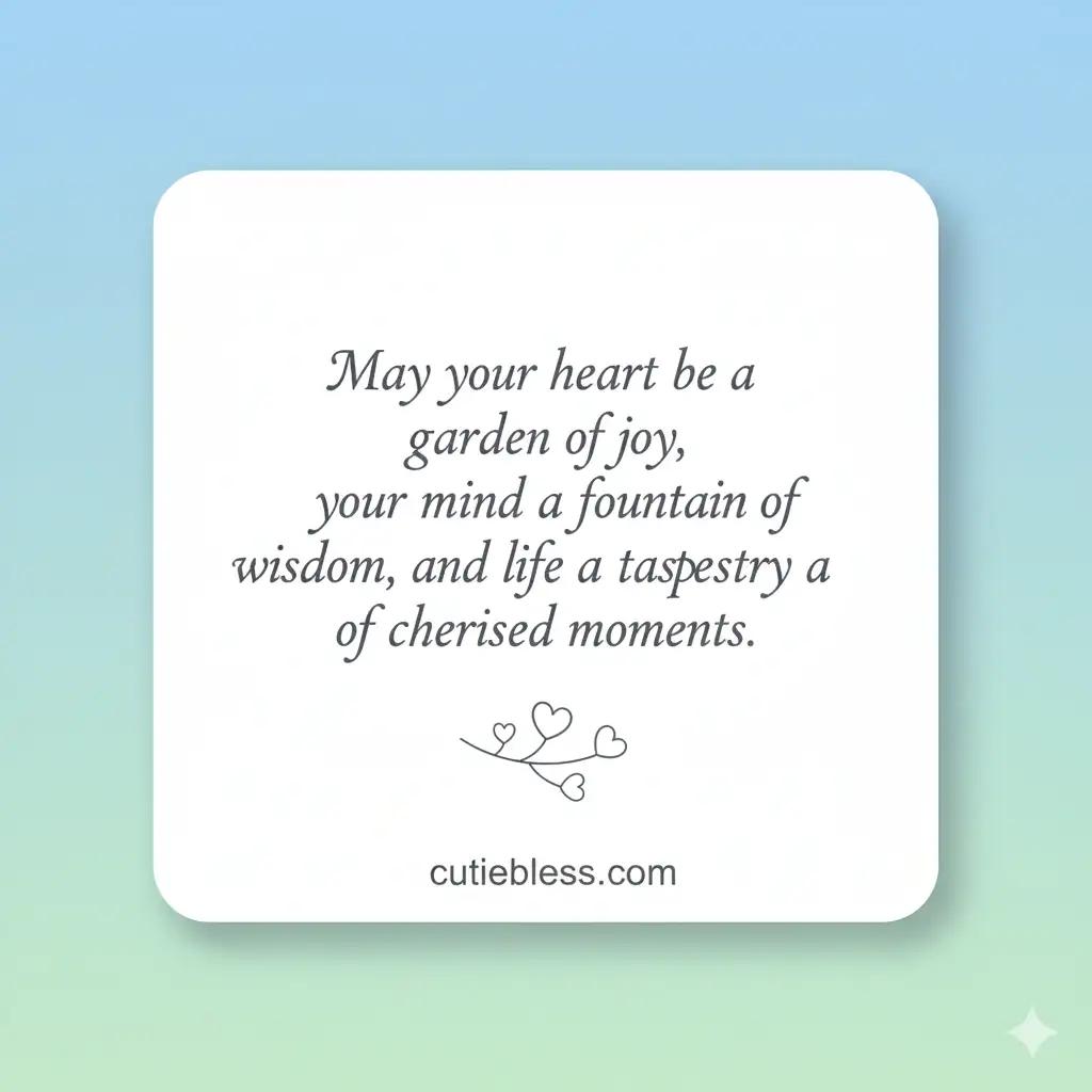 A clean, modern graphic with a white rounded square on a subtle gradient, containing a short daily blessing: