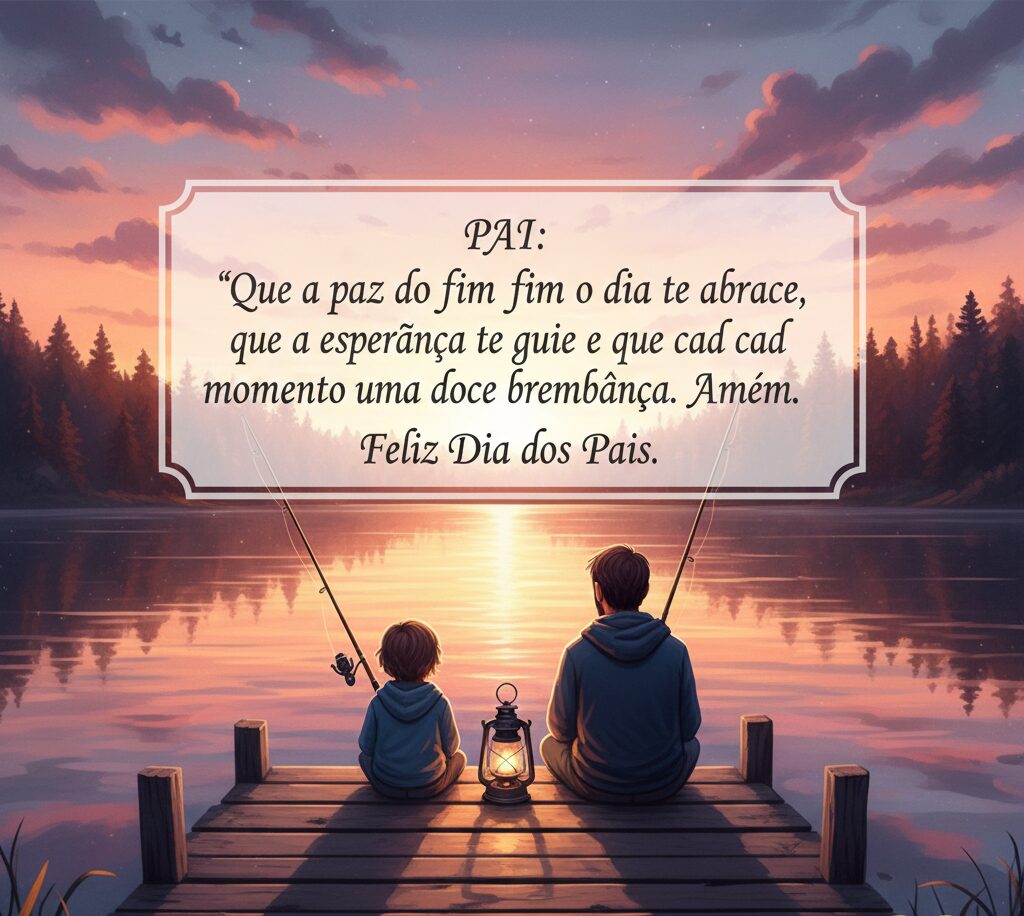 Versão alternativa da imagem de pesca focada na mensagem de paz e doce lembrança para o Dia dos Pais.