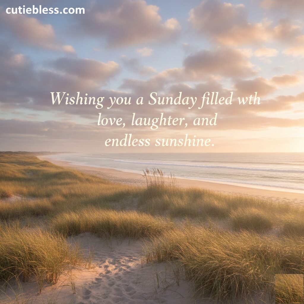 Embrace Sunday with love and positivity in a peaceful field with a sunrise