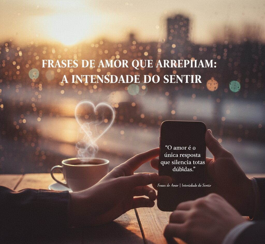 Duas mãos se aproximando em frente a uma janela com luzes bokeh e um coração de fumaça, com a frase 