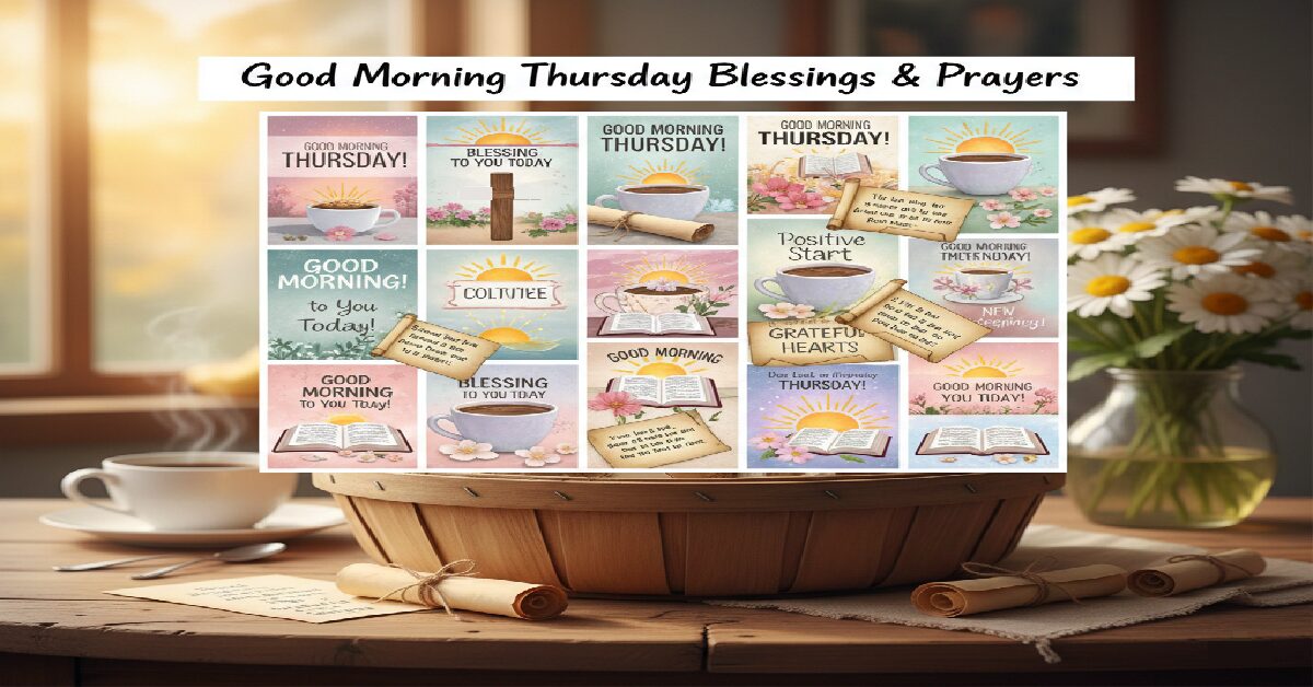 A collection of various Thursday blessing cards displayed in a cozy room setting.