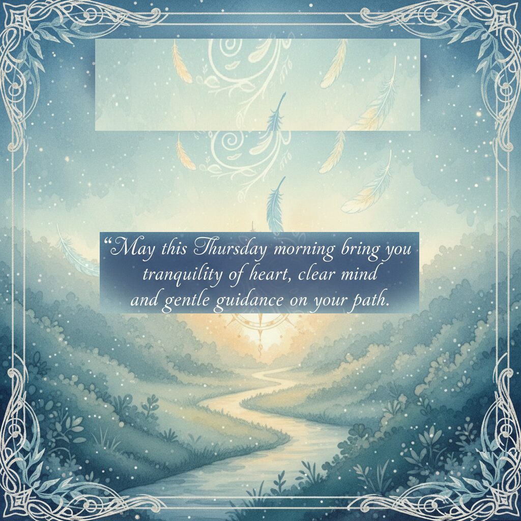 Serene landscape of a winding river at dawn with a prayer for tranquility and gentle guidance.