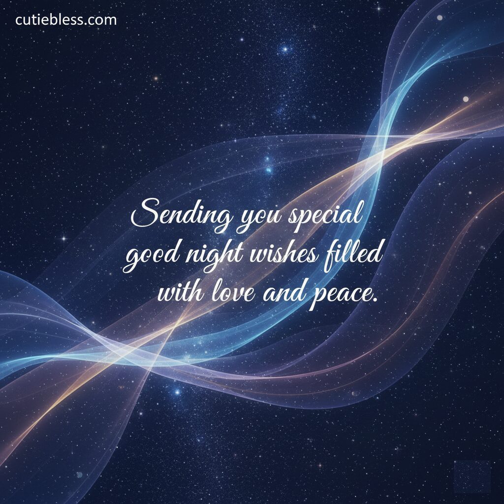 Sending special good night wishes filled with love and peace under the stars
